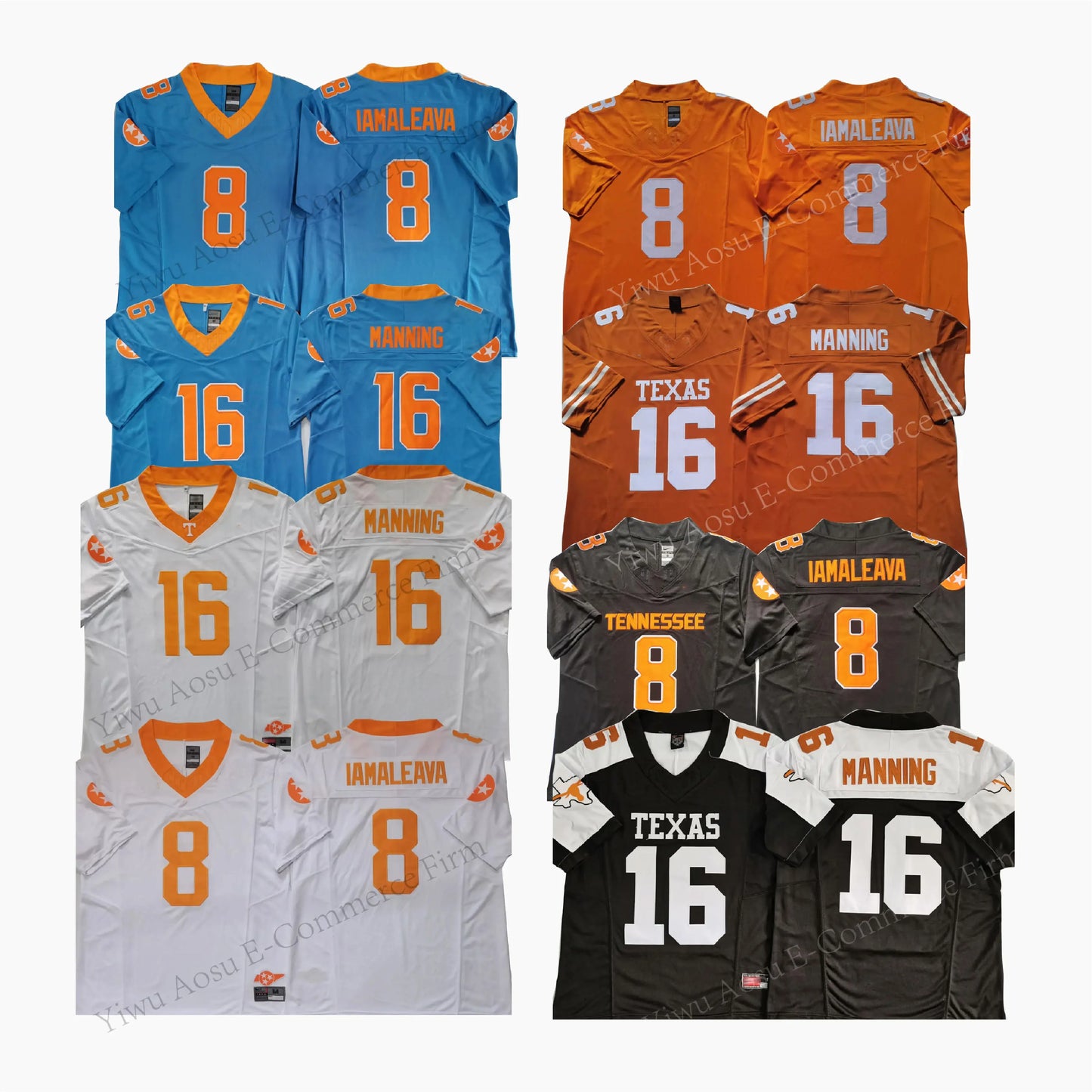 2025 College American Football Texas 16#Manning 8#IAMALEAVA Stitched Jerseys