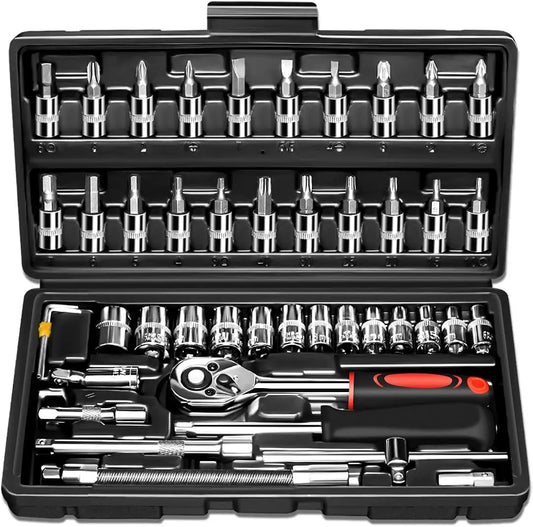 46-Pieces 1/4 Inch Drive Socket Ratchet Wrench Set
